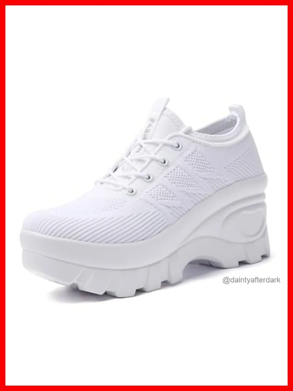 Women's Chunky Platform Knitted Lace Up Lug Sole Orthopedic Walking Shoes